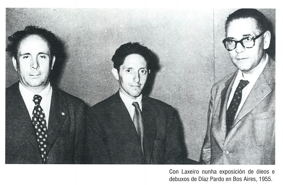 Seoane con Laxeiro e Díaz Pardo en 1955